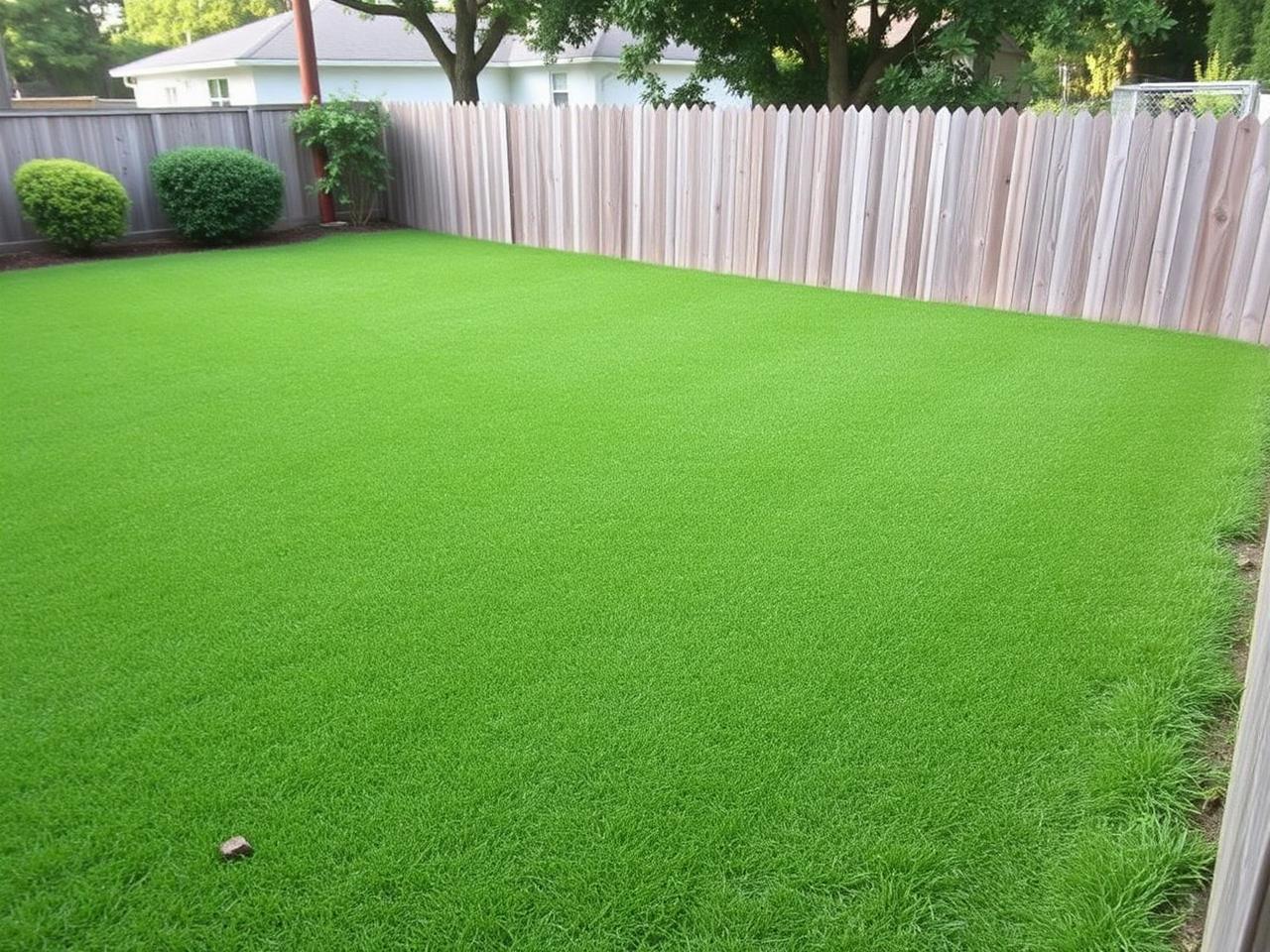 Same backyard cut and edged along the fence