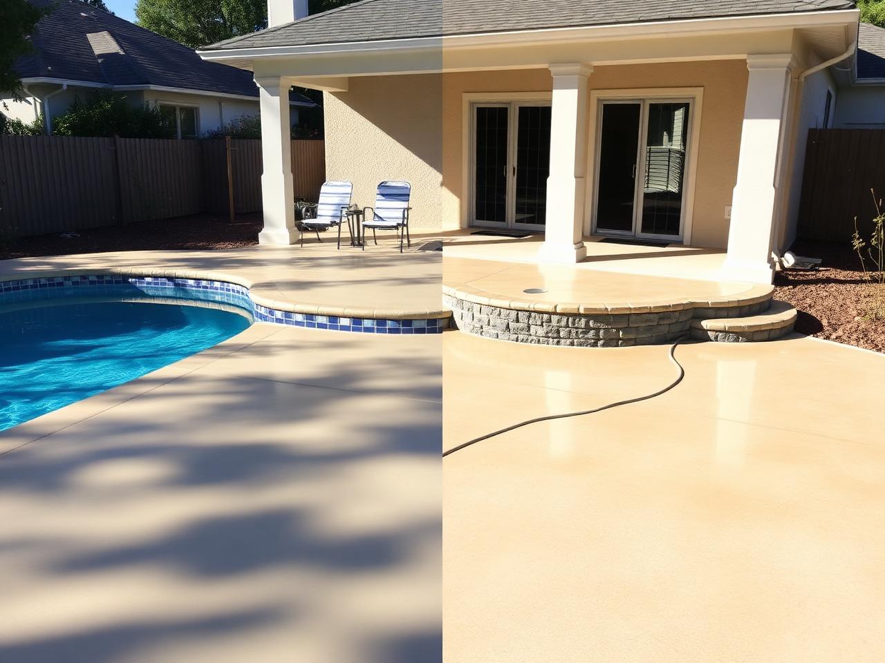 Same pool deck freshly washed, clean and uniform