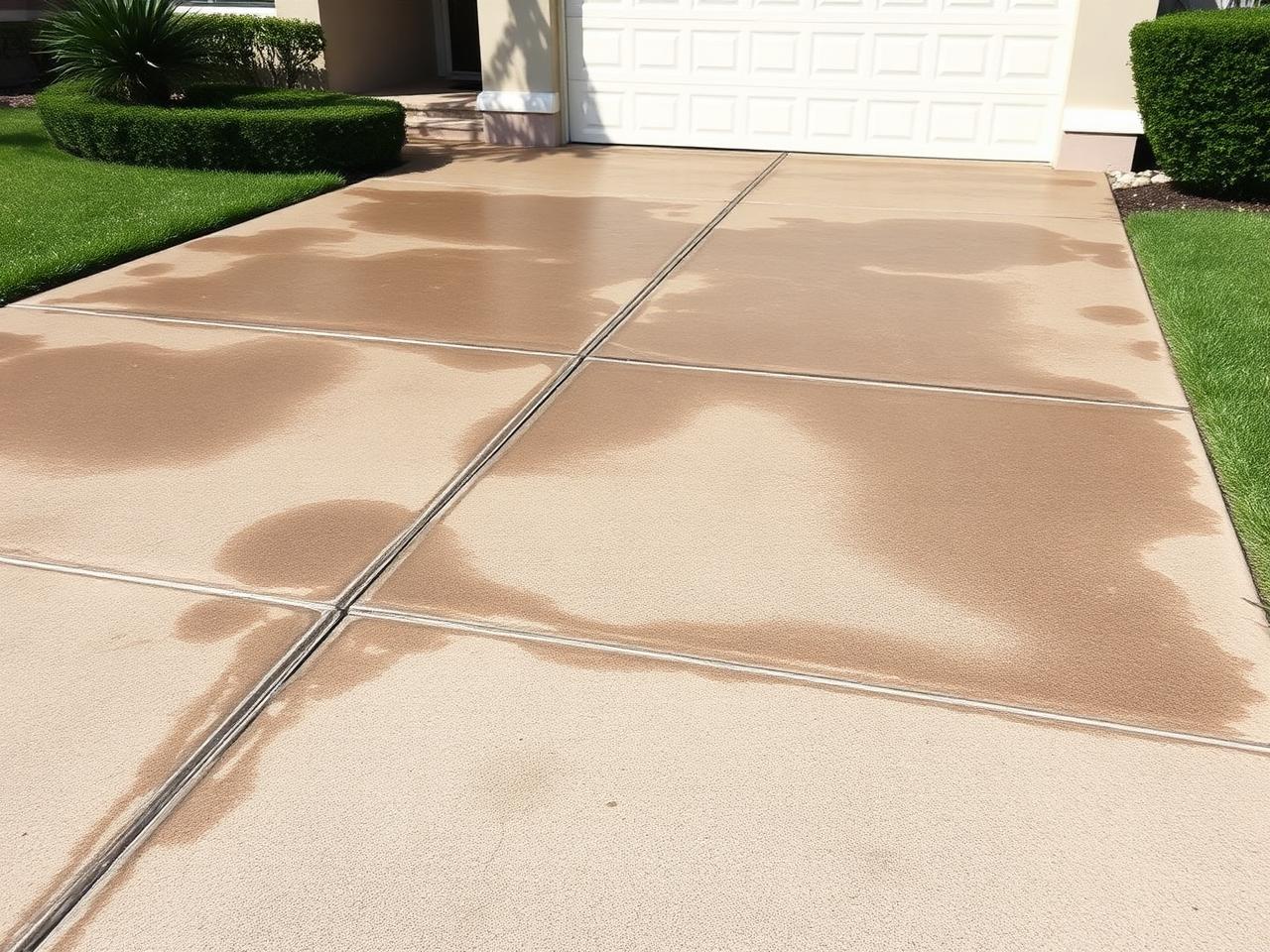 Driveway with black mold and algae stains